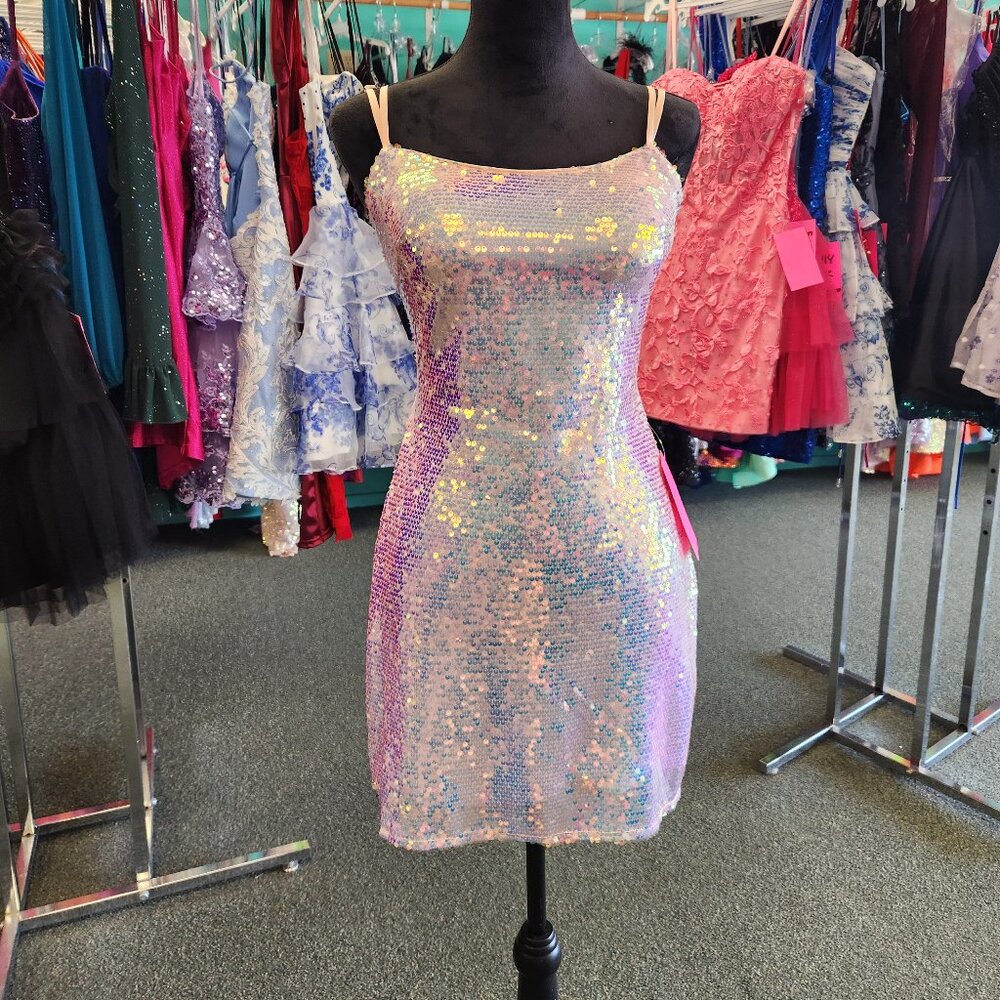 Alyce 4546 Size 8 Magic Opal Short Sheath All Sequins Formal Homecoming Dress